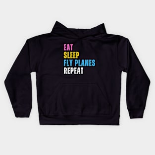 Eat Sleep Fly Planes Repeat - Trendy Airplane Pilot Kids Hoodie